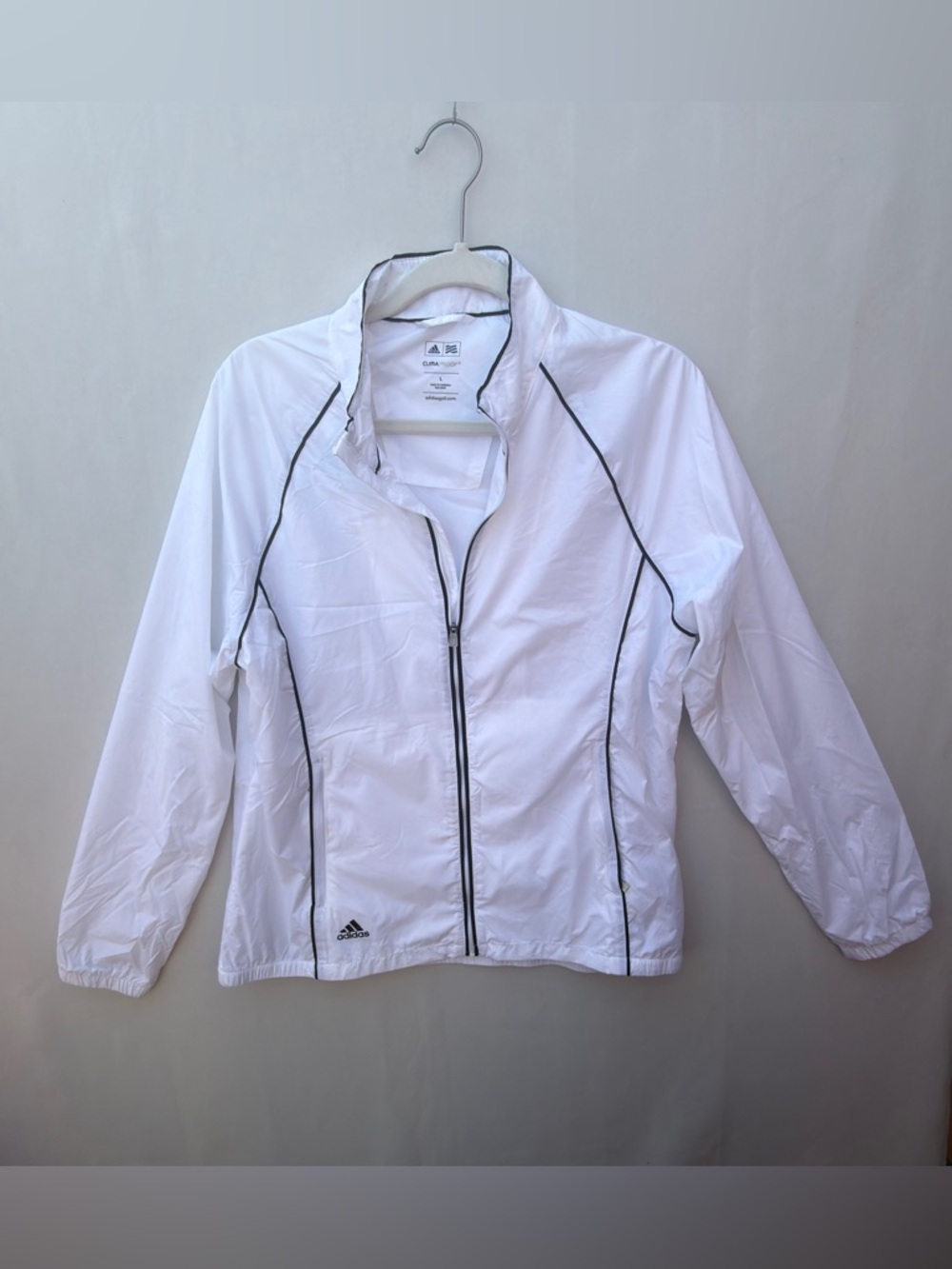 Adidas ClimaProof Windbreaker Jacket White Golf Lightweight Zip